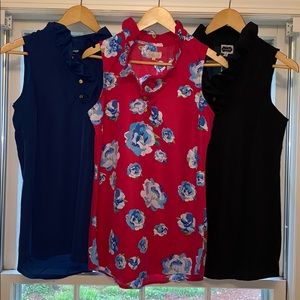Black Sleeveless Ruffled Collar Tunic